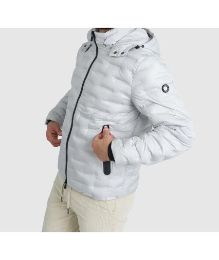 Giubbino Microfibra Cappuccio Markup Grigio - MK9940024