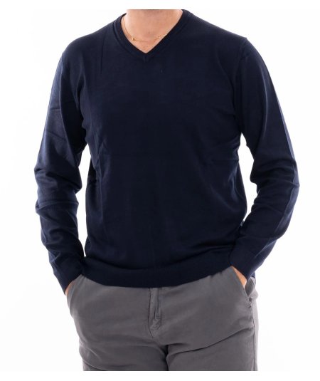 Maglia Scollo a V Markup Nero Misto Viscosa - MK20011