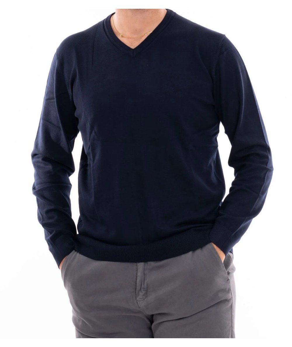 Maglia Scollo a V Markup Nero Misto Viscosa - MK20011