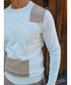 Maglia Girocollo Markup Latte Patchwork Viscosa - MK9900039