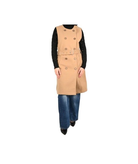 Markup Gilet Lungo Doppiopetto Panno Cammello