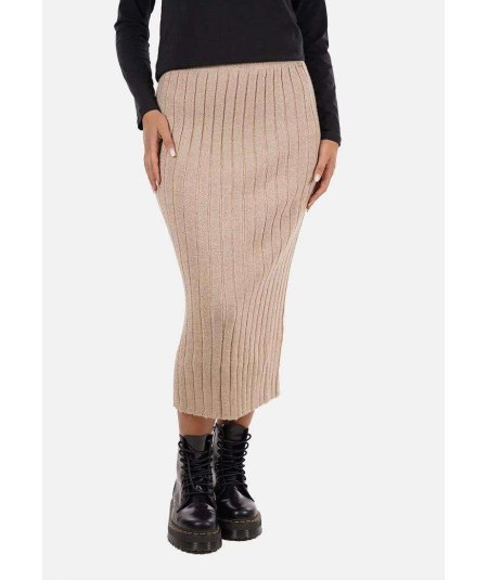 Markup Gonna Maglia Misto Lana Lurex Beige