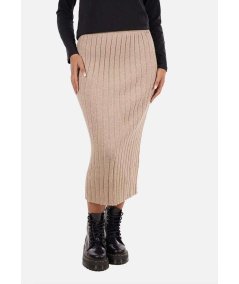 Markup Gonna Maglia Misto Lana Lurex Beige