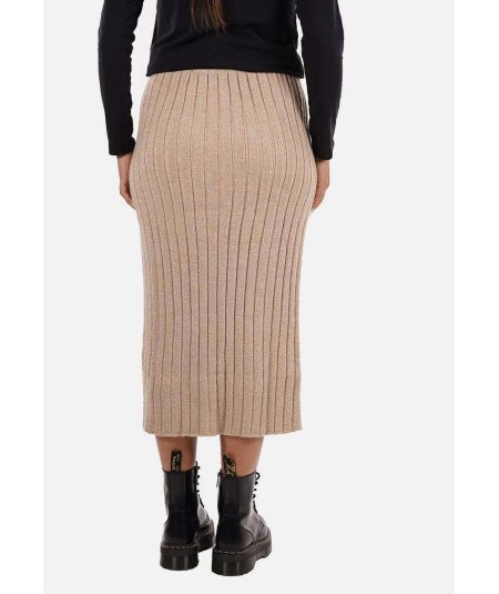 Markup Gonna Maglia Misto Lana Lurex Beige