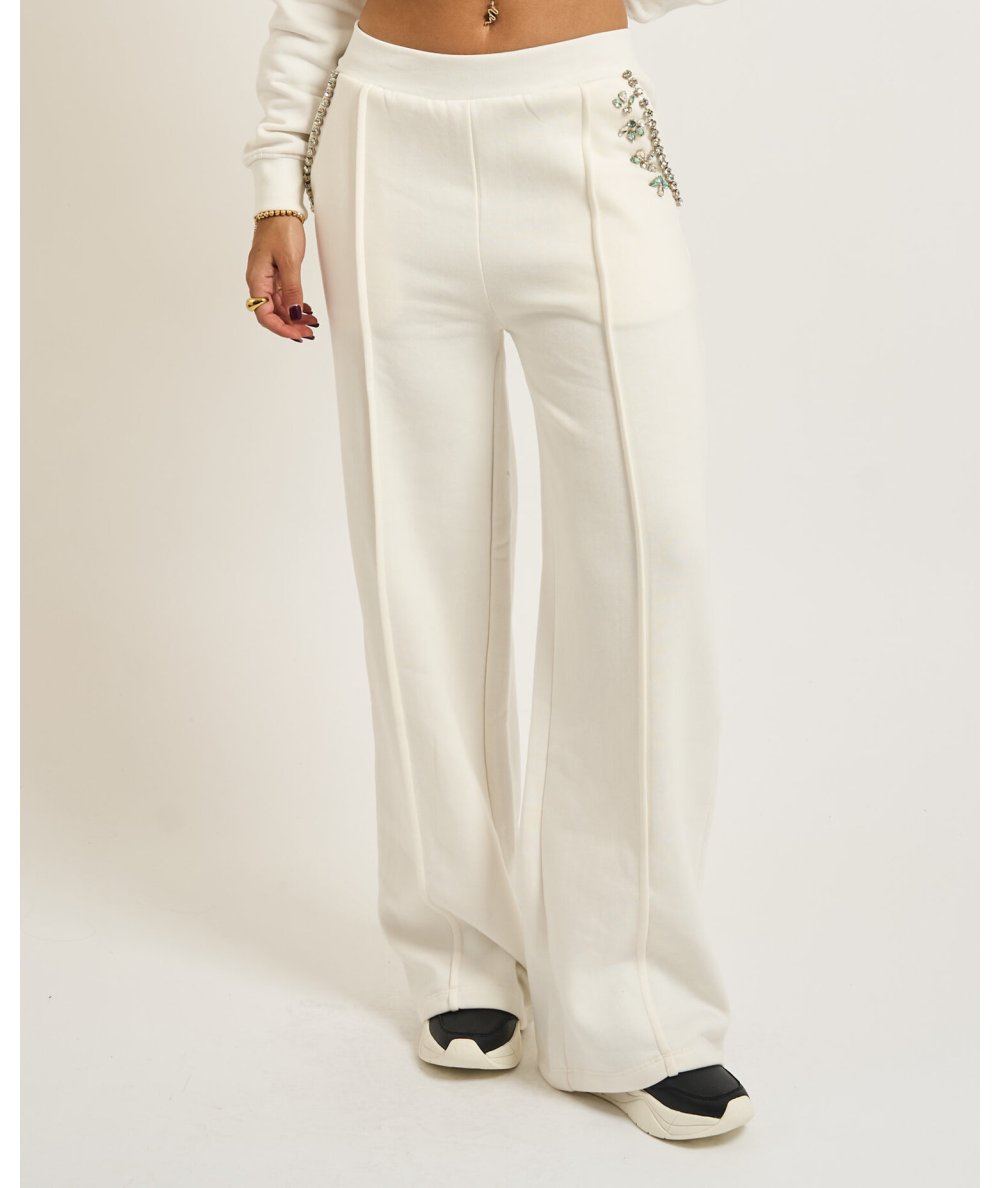 Markup Pantalone Felpa Applicazioni Panna