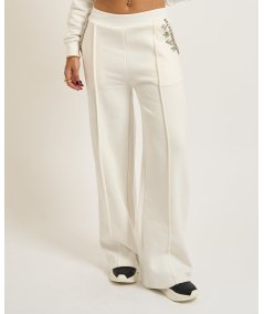 Markup Pantalone Felpa Applicazioni Panna