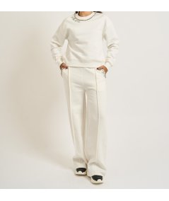 Markup Pantalone Felpa Applicazioni Panna
