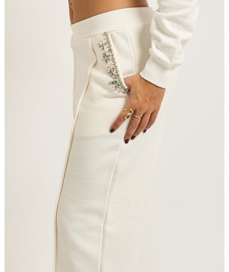 Markup Pantalone Felpa Applicazioni Panna