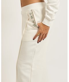 Markup Pantalone Felpa Applicazioni Panna