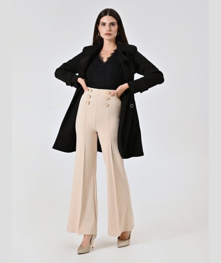 Pantalone Scuba con 6 Bottoni Rinascimento | Beige o Blu