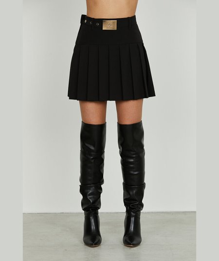 Gonna Corta Relish Tecnas Nera a Pieghe con Cintura - RDA2504006001