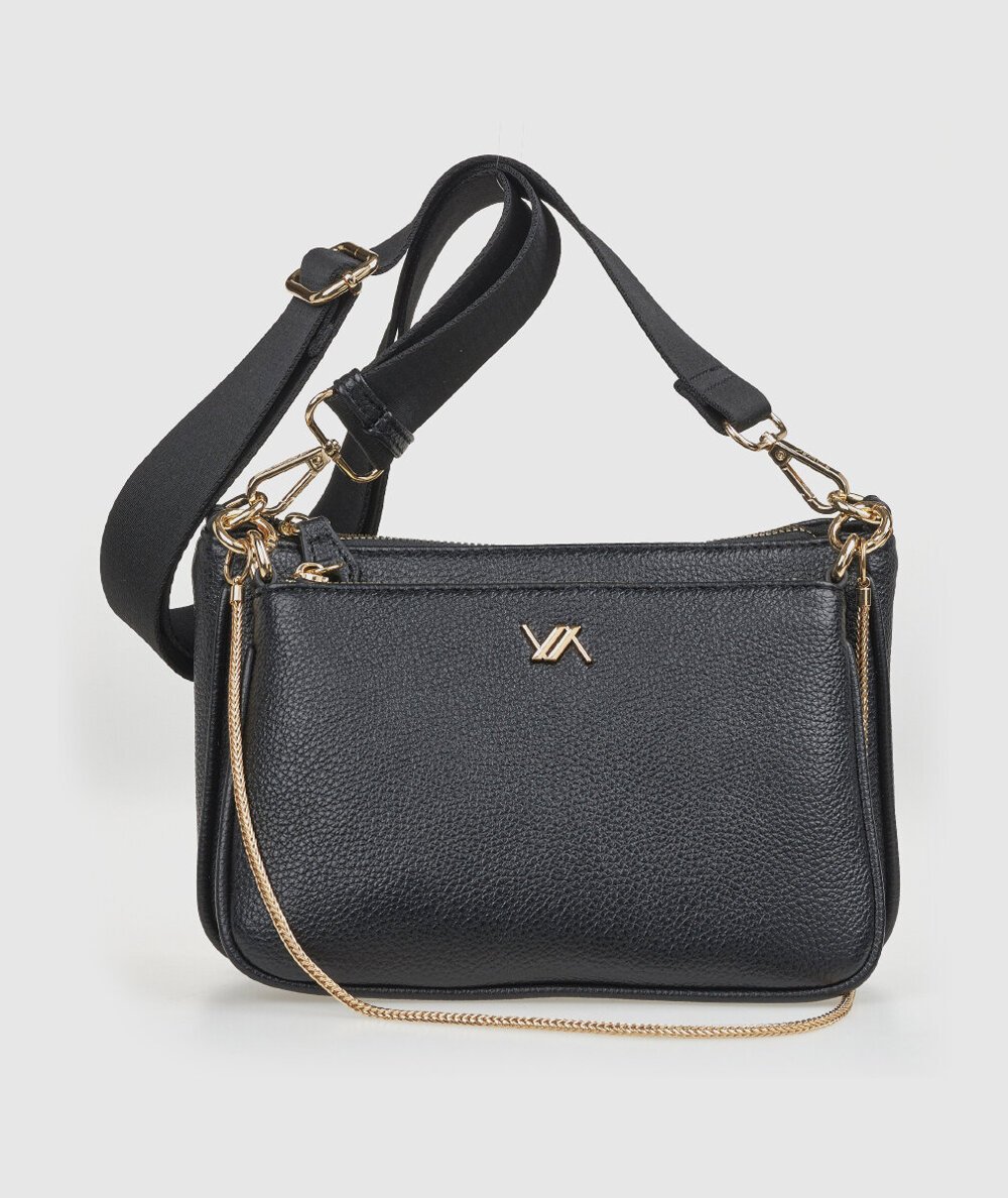 Tracolla Verde 16-0008254 Nero - Crossbody Borsa Crossbody Nero Verde. Piccola e
