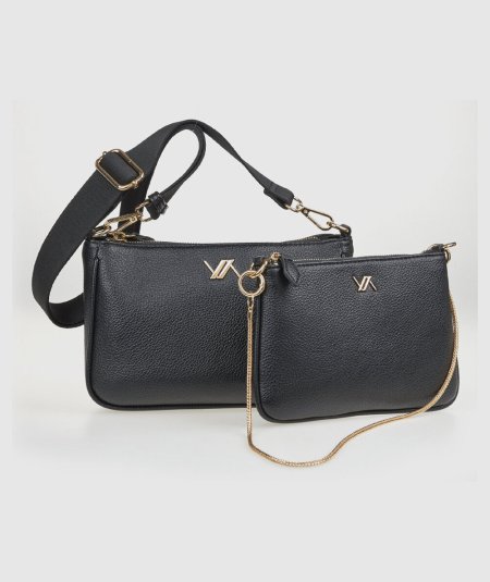 Tracolla Verde 16-0008254 Nero - Crossbody Borsa Crossbody Nero Verde. Piccola e