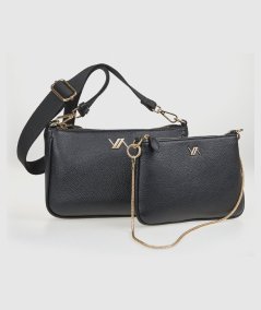 Tracolla Verde 16-0008254 Nero - Crossbody Borsa Crossbody Nero Verde. Piccola e