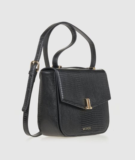 Tracolla Verde 16-0008272 Nero - Crossbody Borsa Crossbody Nero Verde. Minimal c