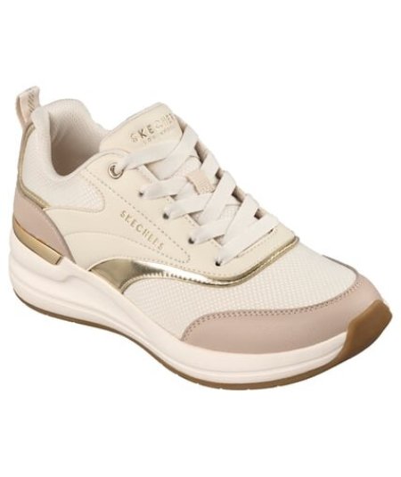 Skechers Billion 2 Monroe Donna Bianco Argento Zeppa