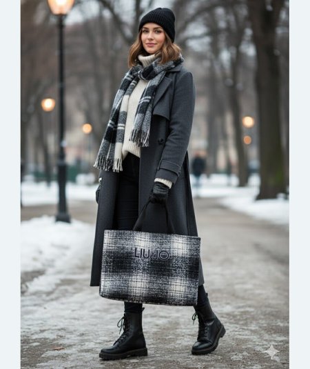 Liu Jo Borsa Tote Grande Nero/Bianco - 2F5027T6089