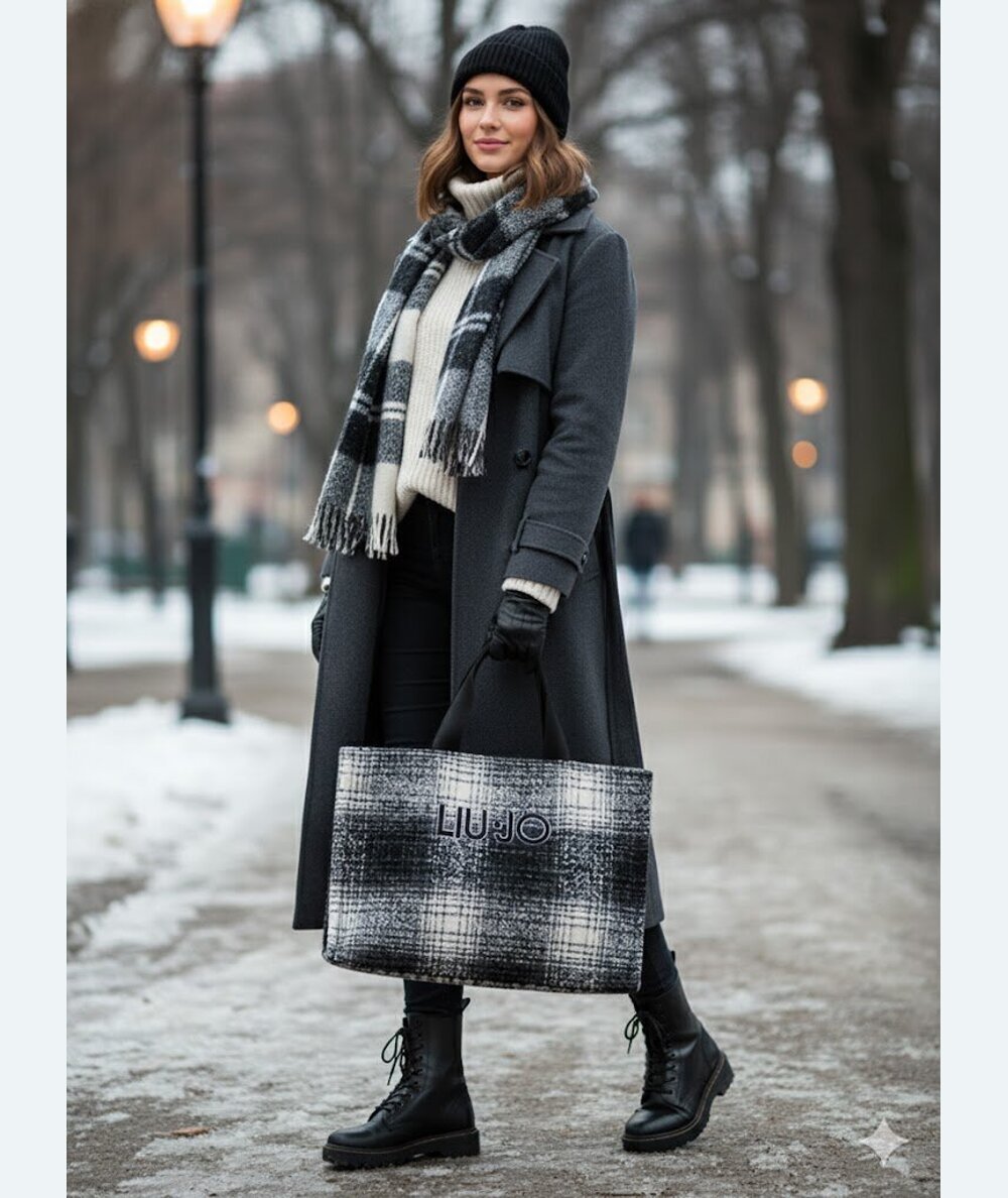 Liu Jo Borsa Tote Grande Nero/Bianco - 2F5027T6089