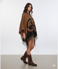 Liu Jo Poncho Oval Monogram Nero - 2F5031T0300