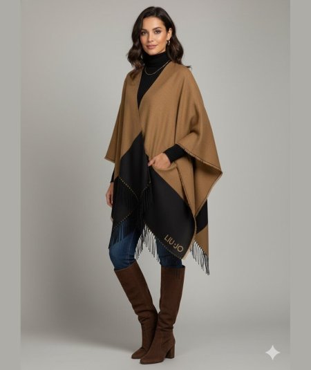 Liu Jo Poncho Oval Monogram Nero - 2F5031T0300