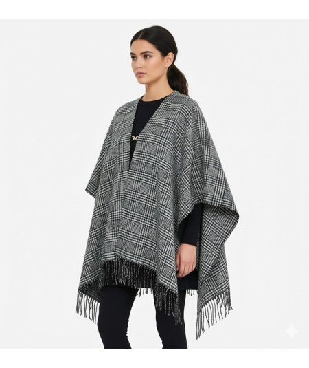Liu Jo Poncho Pied-de-Poule Nero/Bianco - 2F5036T0300
