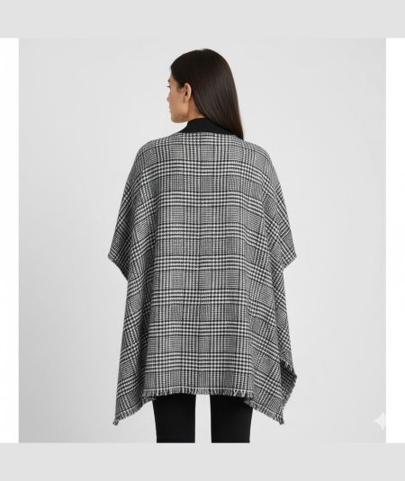 Liu Jo Poncho Pied-de-Poule Nero/Bianco - 2F5036T0300