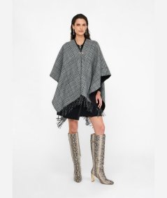 Liu Jo Poncho Pied-de-Poule Nero/Bianco - 2F5036T0300