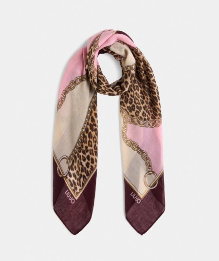 Liu Jo Foulard ECS Chain Animalier 120x12 Nero - 2F5074T0300