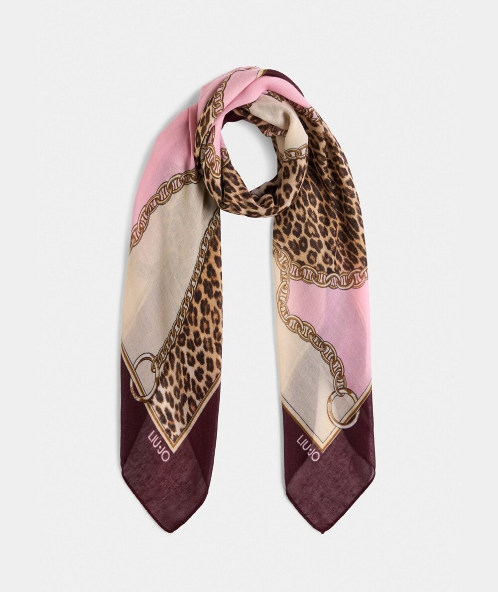 Liu Jo Foulard ECS Chain Animalier 120x12 Nero - 2F5074T0300