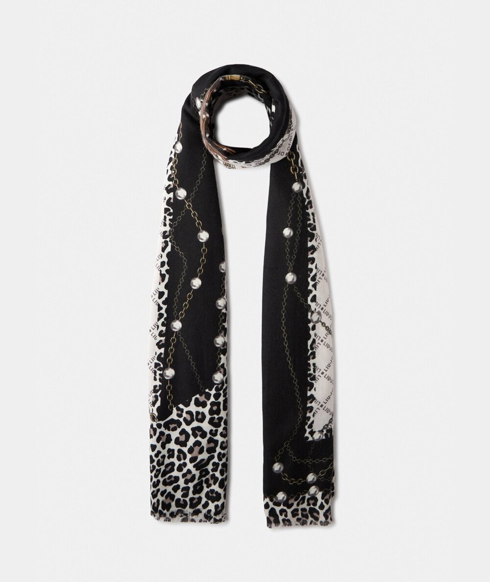 Liu Jo Stola ECS Pearls Animalier 70x180 Nera - 2F5081T0300