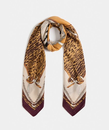 Liu Jo Foulard Ribbon Animalier 120x120 Nero - 2F5083T0300