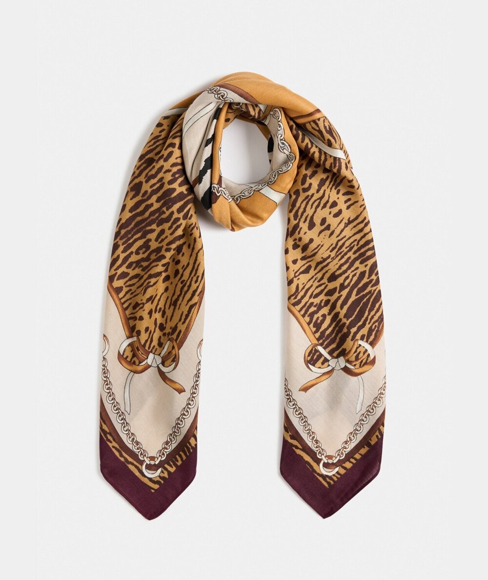 Liu Jo Foulard Ribbon Animalier 120x120 Nero - 2F5083T0300