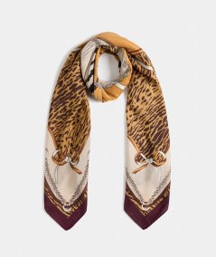 Liu Jo Foulard Ribbon Animalier 120x120 Nero - 2F5083T0300