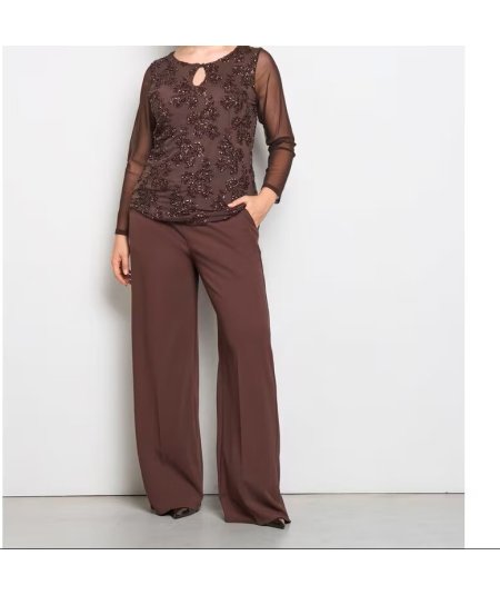 Blusa Cioccolato Tulle e Paillettes Rinascimento Curvy