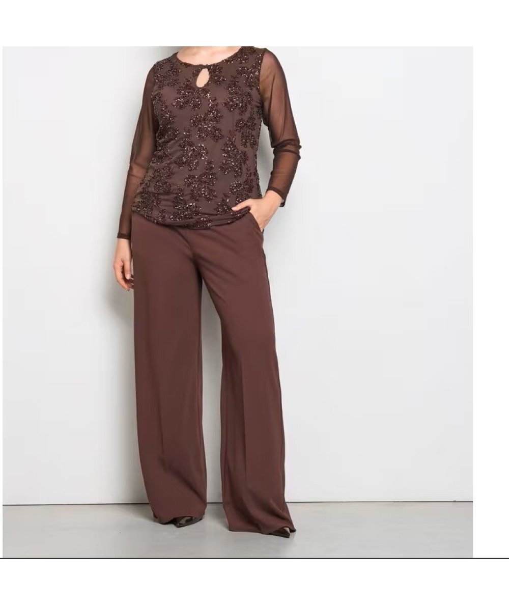 Blusa Cioccolato Tulle e Paillettes Rinascimento Curvy