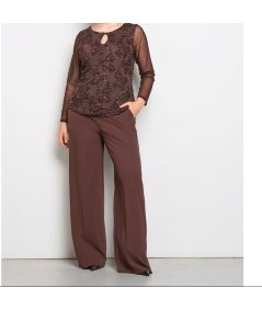 Blusa Cioccolato Tulle e Paillettes Rinascimento Curvy