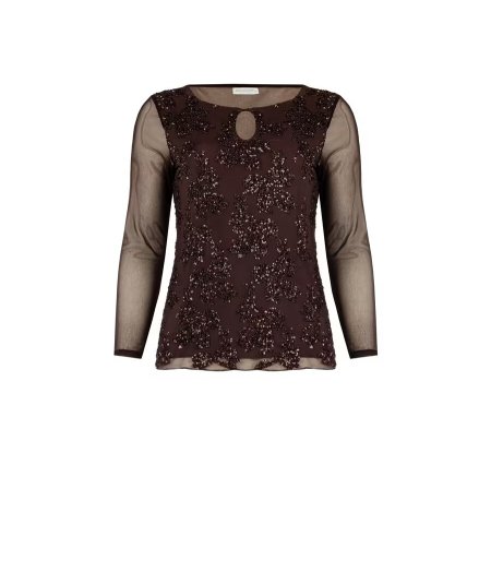 Blusa Cioccolato Tulle e Paillettes Rinascimento Curvy