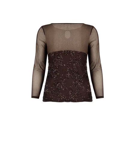 Blusa Cioccolato Tulle e Paillettes Rinascimento Curvy