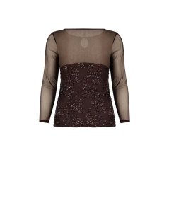 Blusa Cioccolato Tulle e Paillettes Rinascimento Curvy